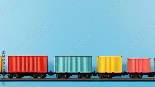 Cargo containers loaded on freight train, logistics