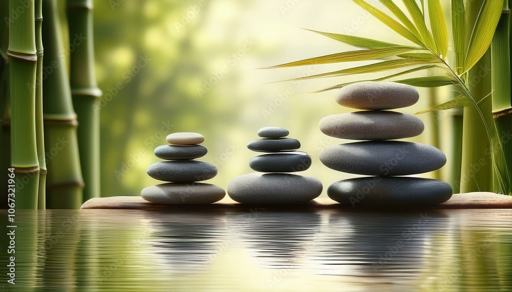 Zen stones in a tranquil setting Zen stones in a tranquil setting