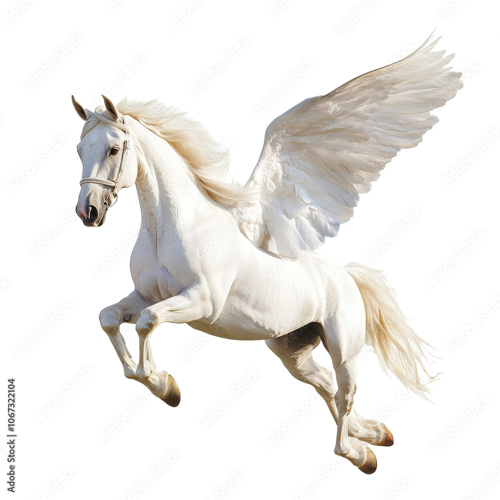 White winged horse galloping through the sky White winged horse galloping through the sky