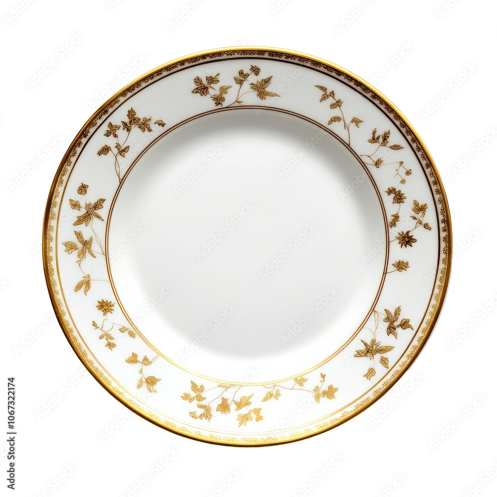 Elegant plate with golden floral design Elegant plate with golden floral design