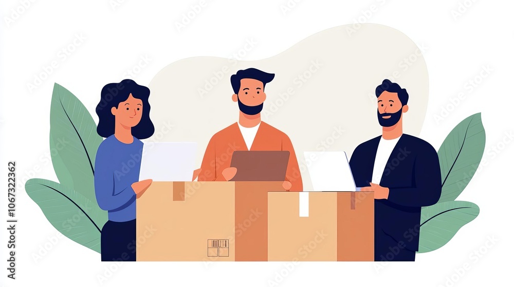 Distribution team coordinating shipment, teamwork, seamless flow Distribution team coordinating shipment, teamwork, seamless flow