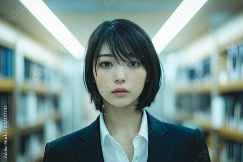 TN00985.jpg (2048Ã—1367) (discordapp.com), a realistic photo of 30-year-old Japanes woman, now she wears business suits, and working at modern stylish office. generative ai photo