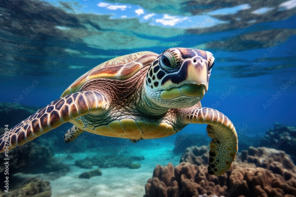 Fototapeta premium Sea underwater outdoors reptile.