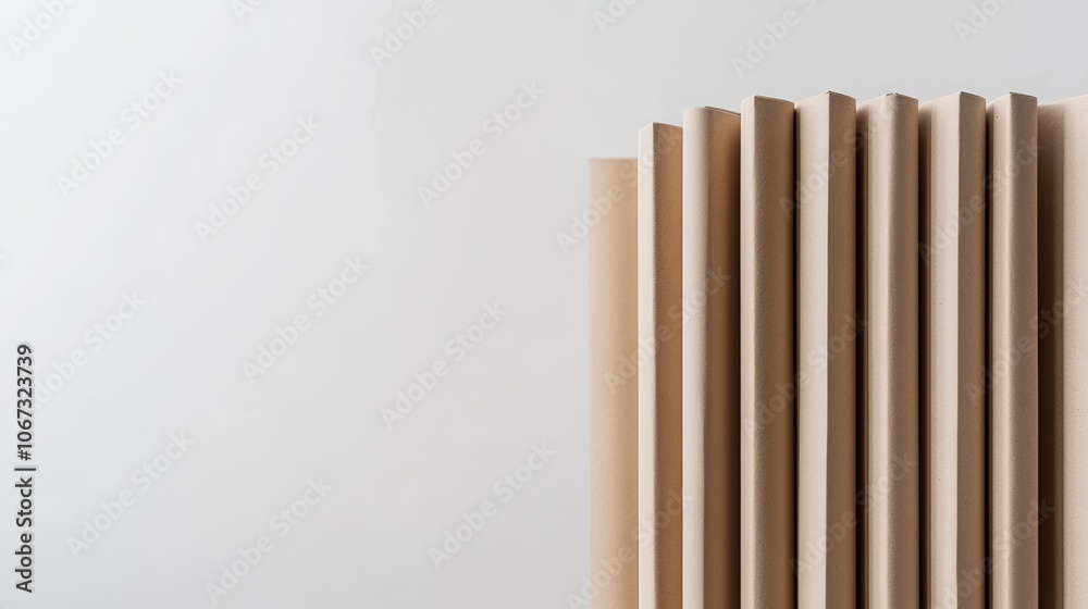 Obraz premium Vertical blinds in eco-friendly packaging, isolated on a white background, showcasing a sleek and minimalist package design.