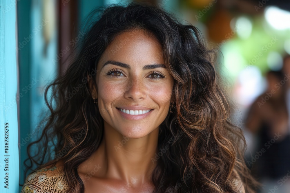 portrait of a radiant middleaged hispanic woman in her 40s or 50s exuding positivity in a bright outdoor setting embodying cultural pride and confidence portrait of a radiant middleaged hispanic woman in her 40s or 50s exuding positivity in a bright outdoor setting embodying cultural pride and confidence