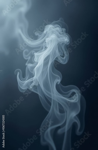 Ethereal white smoke on mystical dark blue background