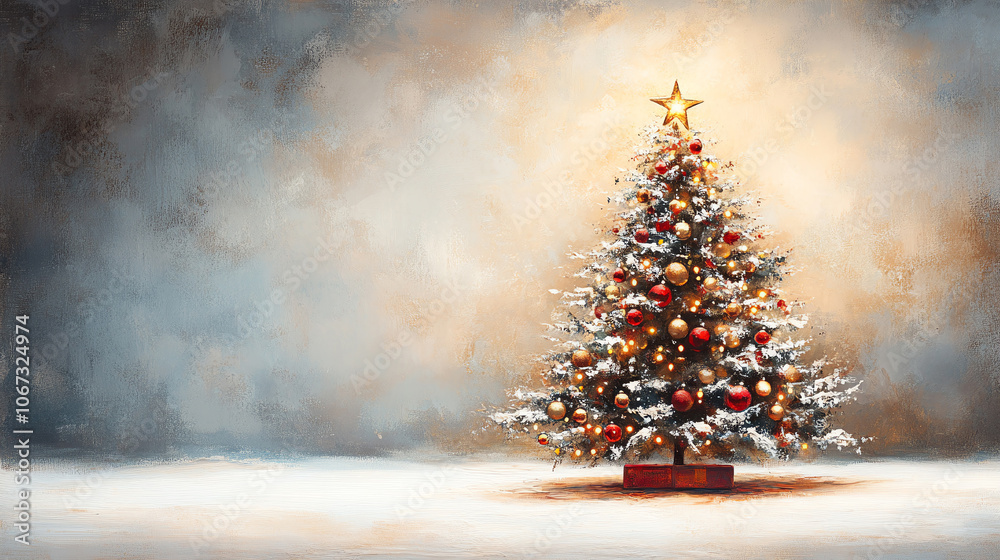 beautifully decorated Christmas tree with red and gold ornaments with wrapped presents gift in cozy setting. warm ambiance holiday cheer New Year seasonal festive celebration beautifully decorated Christmas tree with red and gold ornaments with wrapped presents gift in cozy setting. warm ambiance holiday cheer New Year seasonal festive celebration
