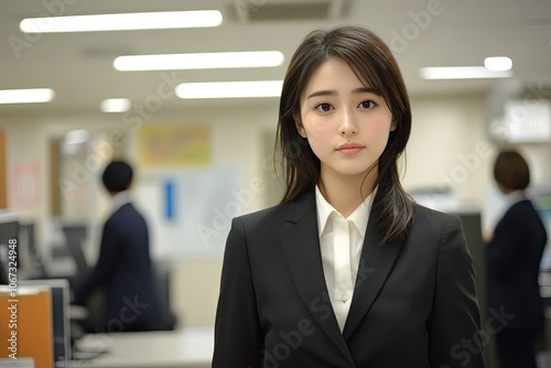 TN00985.jpg (2048Ã—1367) (discordapp.com), a realistic photo of 30-year-old Japanes woman, now she wears business suits, and working at modern stylish office. generative ai