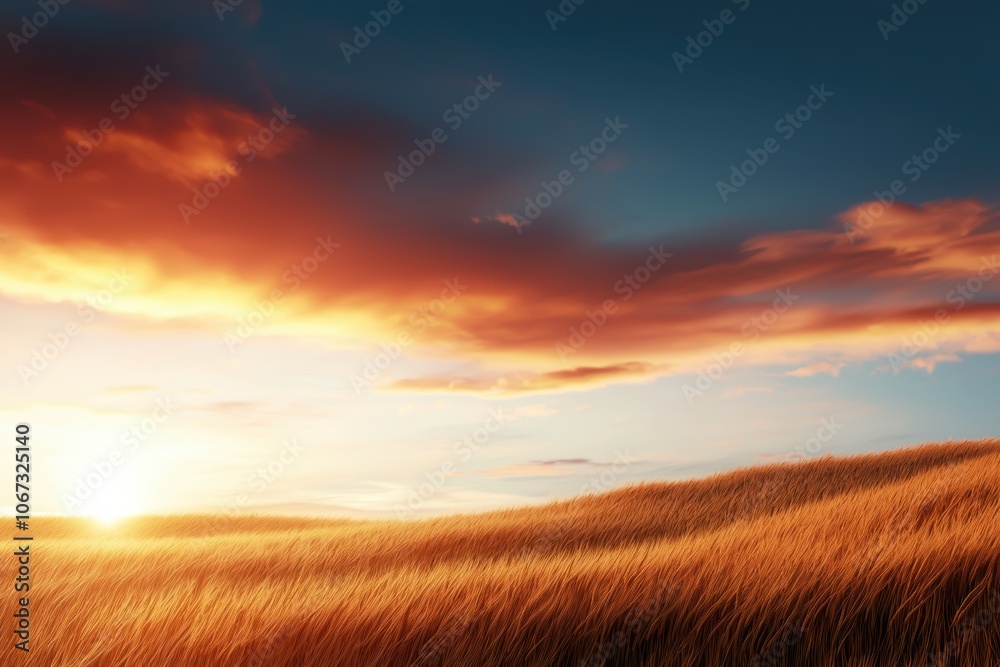 Golden wheat field swaying in the wind under a dramatic sunset sky, warm tones and rich textures capturing nature s beauty and abundance Golden wheat field swaying in the wind under a dramatic sunset sky, warm tones and rich textures capturing nature s beauty and abundance