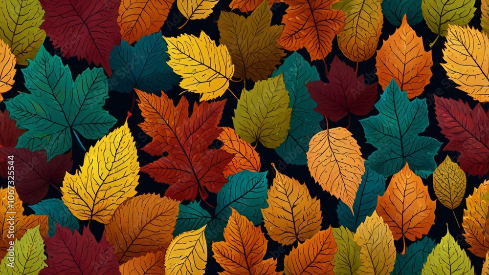 Fototapeta premium autumn leaves seamless pattern