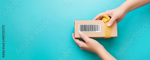 Hands scanning product barcode, inventory check, real-time updates