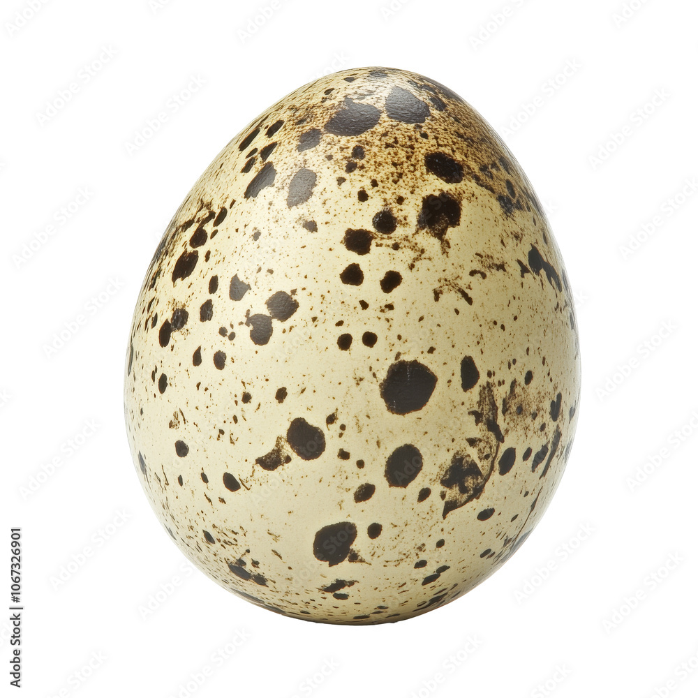 Quail egg with natural design on white