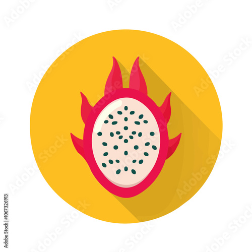 A 2D flat vector illustration of a dragon fruit icon, isolated on a white background. Dragon fruit vector.

