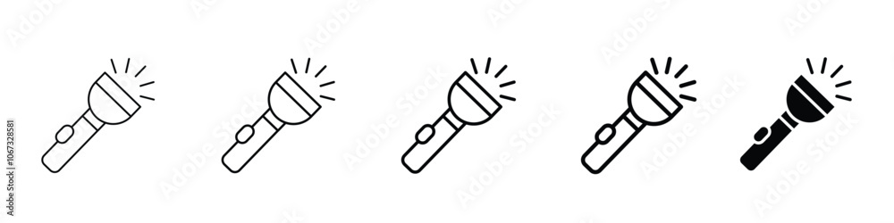 Set 5 torch light icons 1 unexpanded vector 1 silhouette, Torch light, Spotlight filled, flash light & outline vector icon sign symbol Set 5 torch light icons 1 unexpanded vector 1 silhouette, Torch light, Spotlight filled, flash light & outline vector icon sign symbol