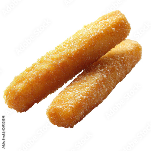 Crispy golden fish sticks served with tartar sauce photo