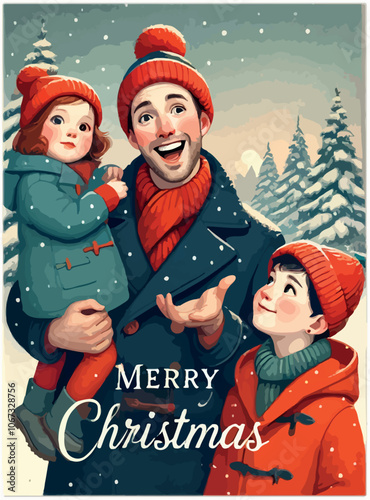 happy family in winter. celebrating, xmas , new year. Cozy Winter Clothing