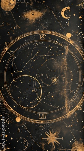 Vintage wallpaper astronomy astrology universe. photo