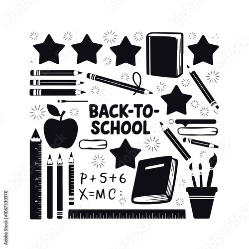 A set of education and learning elements vector illustration