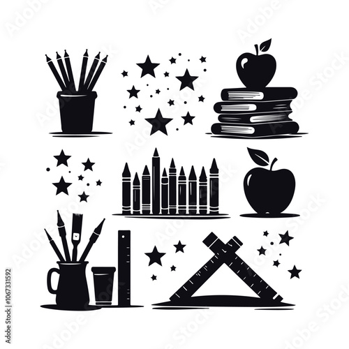 A set of education and learning elements vector illustration