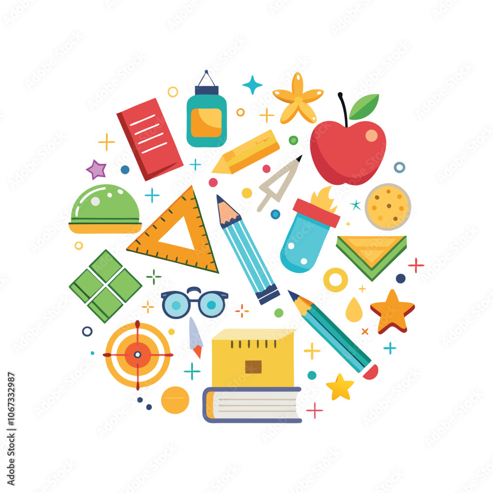 A set of education and learning elements vector illustration A set of education and learning elements vector illustration