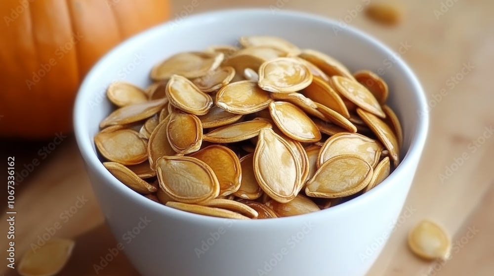 Bowl of roasted pumpkin seeds, showcasing plant-based protein and vegan snack trends for sustainable and healthy eating. Bowl of roasted pumpkin seeds, showcasing plant-based protein and vegan snack trends for sustainable and healthy eating.