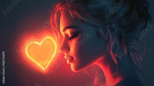 glowing heart valentine glow love person 