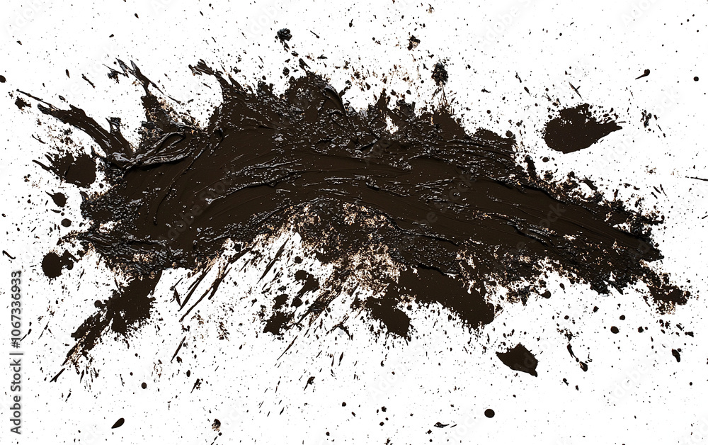 Isolated Mud Splash on Transparent Background, Realistic Dirty Splatter Effect for Design, Perfect for Digital Art, Advertising, and Grunge Textures, High-Resolution Detail, Generative AI