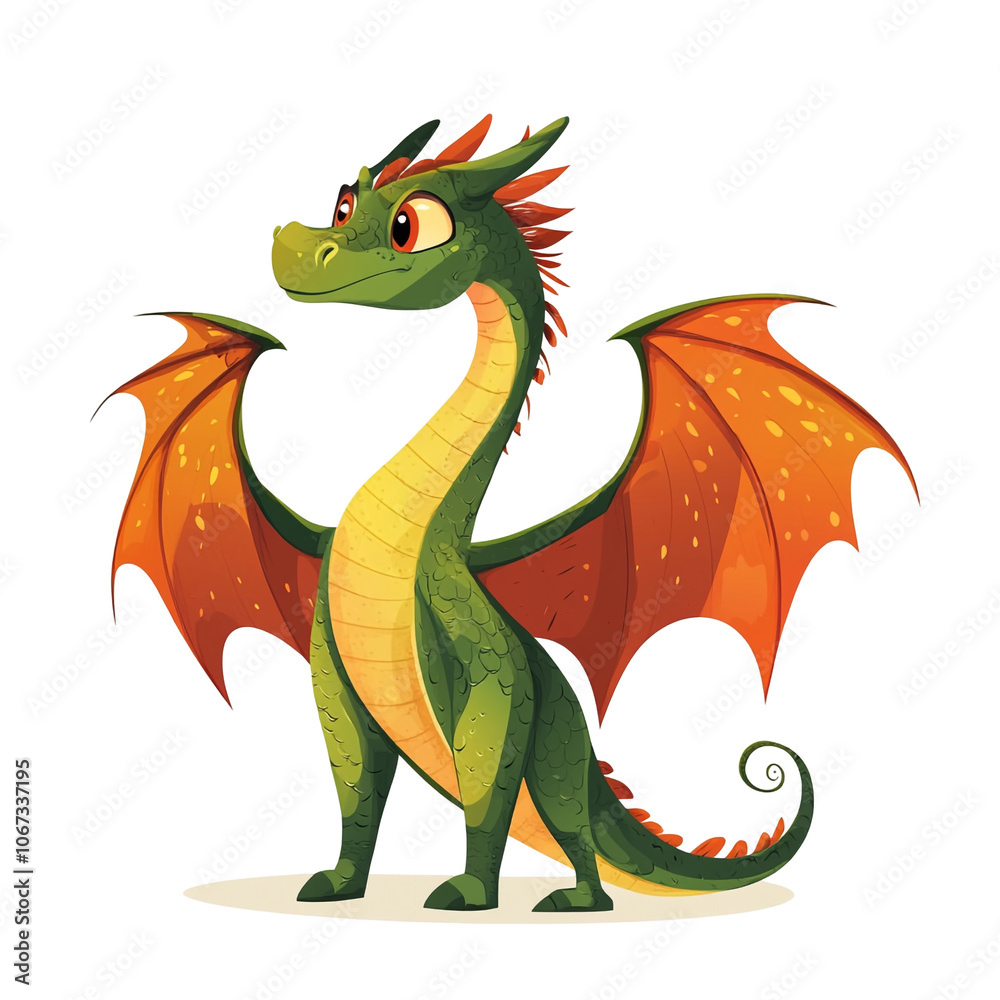 Cute Green Dragon Illustration