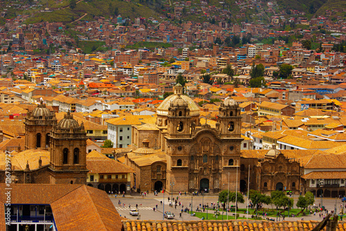 Aerial view on city Cusco in Peru
