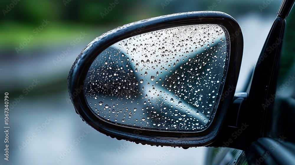 rain on a car mirror rain on a car mirror