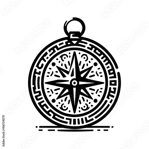 Compass Tribal art style engraved vintage design vector