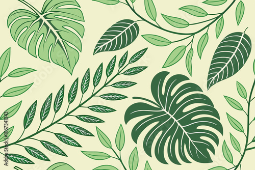 Botanical Leaf Vector Pattern for Backgrounds