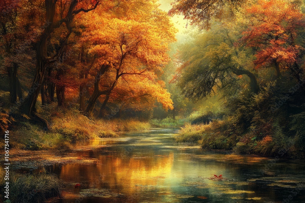 Fototapeta premium Impressionist oil painting of scenic tropical landscape