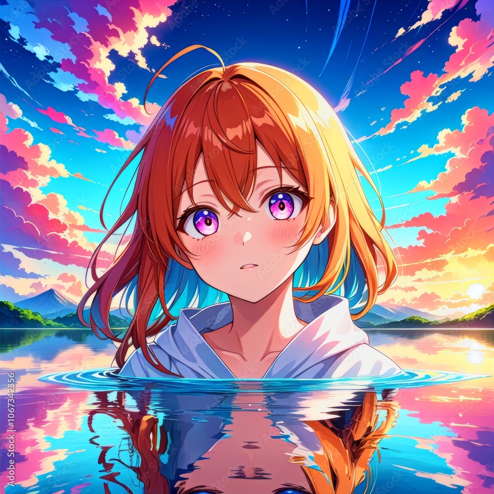 A mesmerizing sky of vibrant hues reflected in the anime-inspired cartoon eyes bringing life to a canvas of art aesthetic anime A mesmerizing sky of vibrant hues reflected in the anime-inspired cartoon eyes bringing life to a canvas of art aesthetic anime