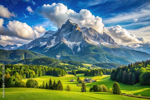 Awe-inspiring Zugspitzblick: Panoramic mountain vista, alpine splendor. photo