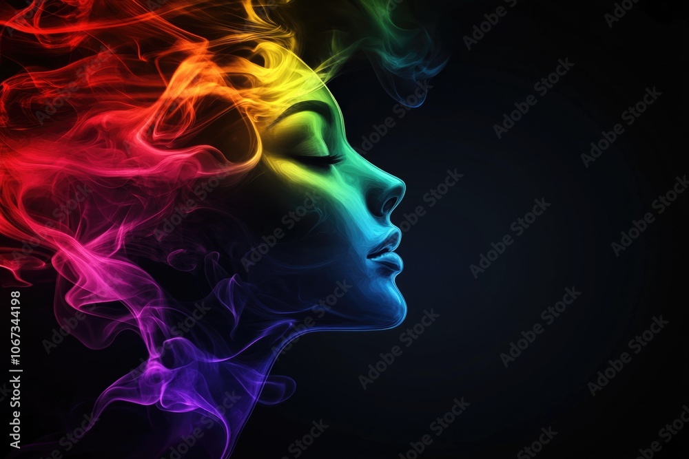 Woman with colored smoke Woman with colored smoke