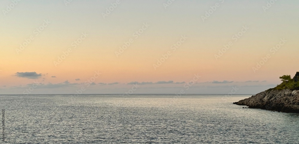 Beautiful sky of sunrise at Gethiye Gulf in Turkey