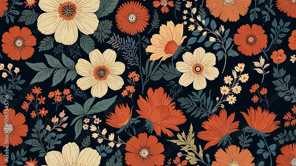 A floral pattern with delicate flowers. A floral pattern with delicate flowers.
