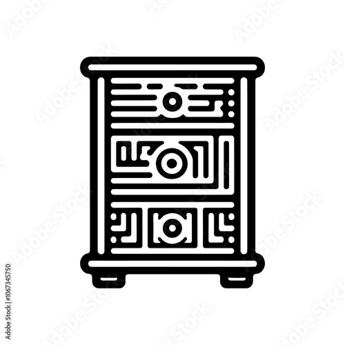 cupboard interior tribal art style engraved vintage design vector