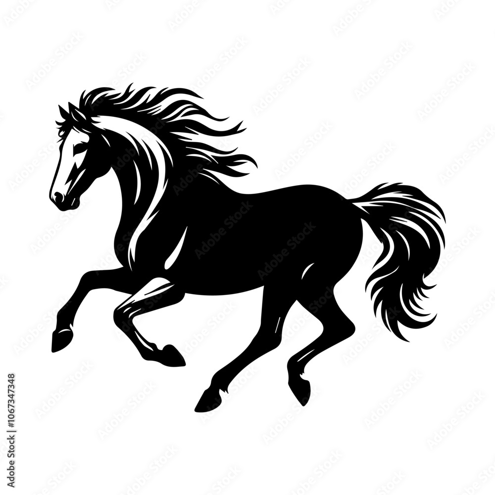 Obraz premium Silhouette of a Horse Vector Art illustration with a white background