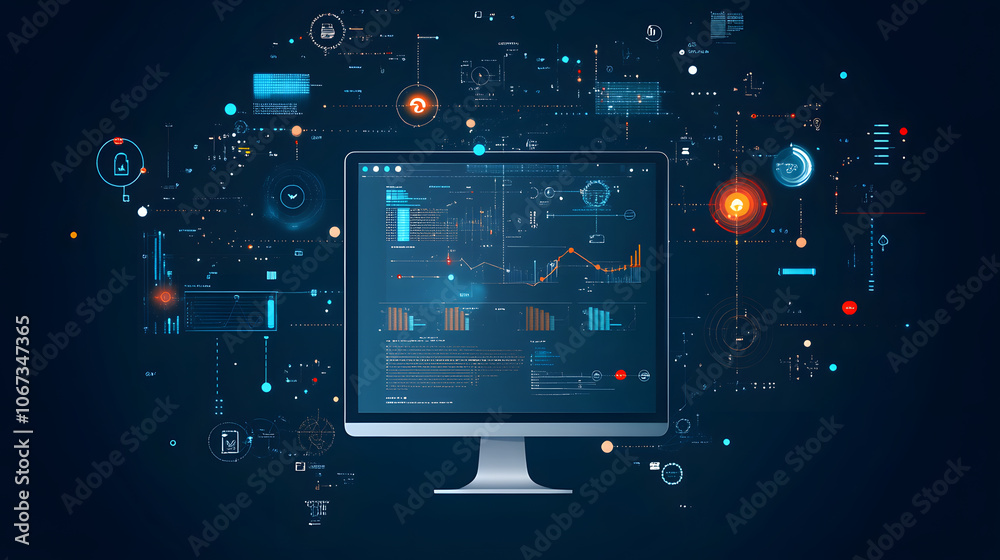 Digital dashboard displaying data analytics and inventory management Digital dashboard displaying data analytics and inventory management