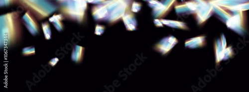 A set of colourful vector lens, crystal rainbow  light  and  flare transparent effects.Overlay for backgrounds.Triangular prism concept.