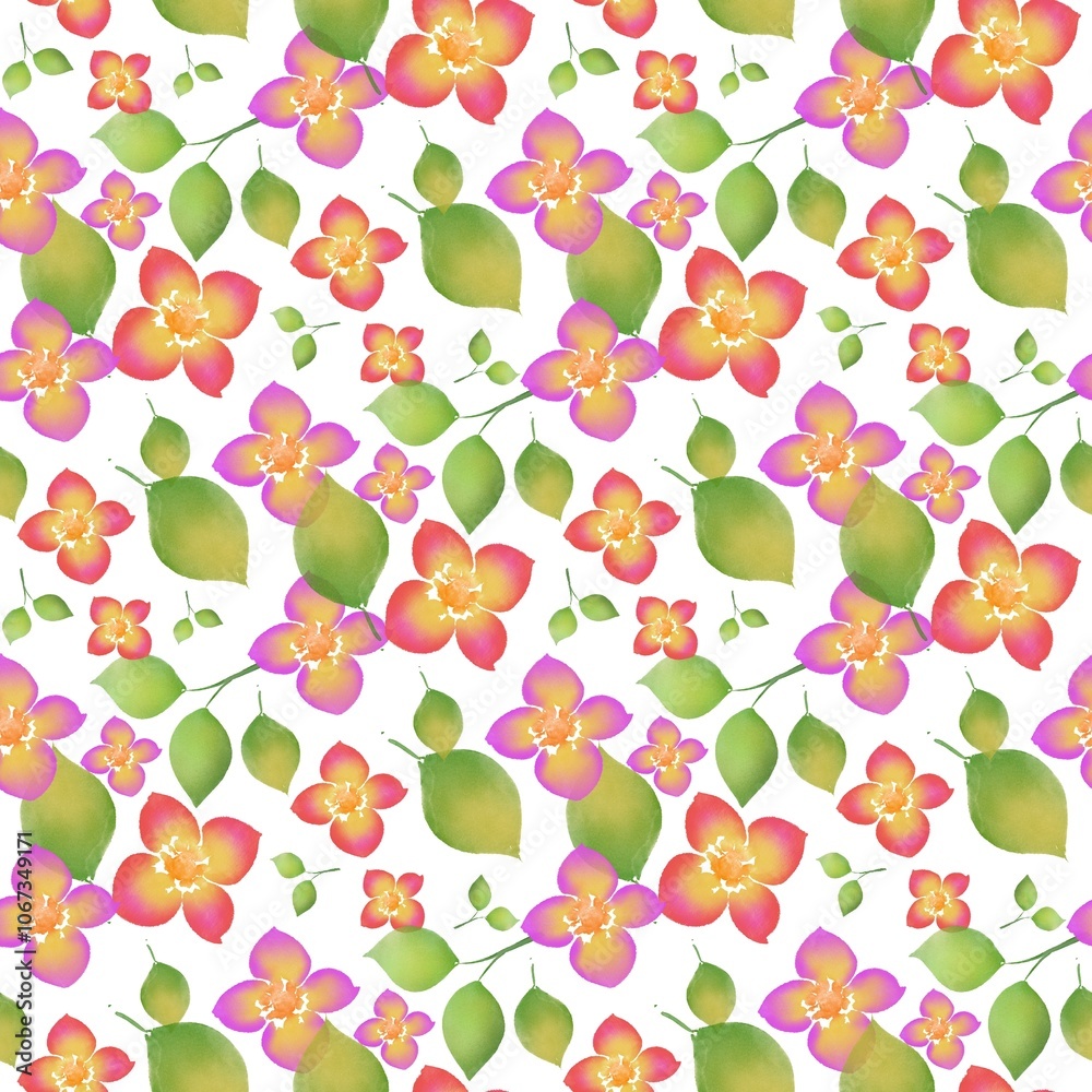 Seamless abstract flower art on pattern for background and backdrop.