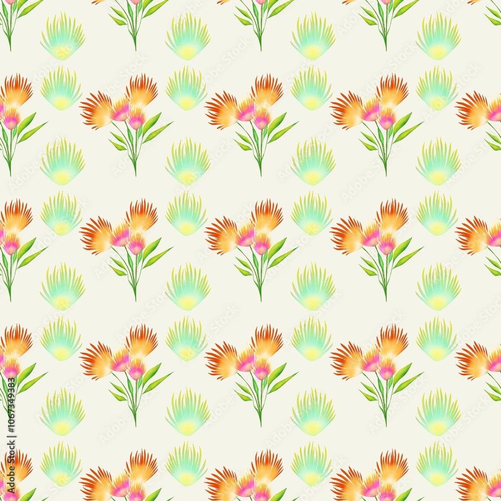 Seamless abstract flower art on pattern for background and backdrop.