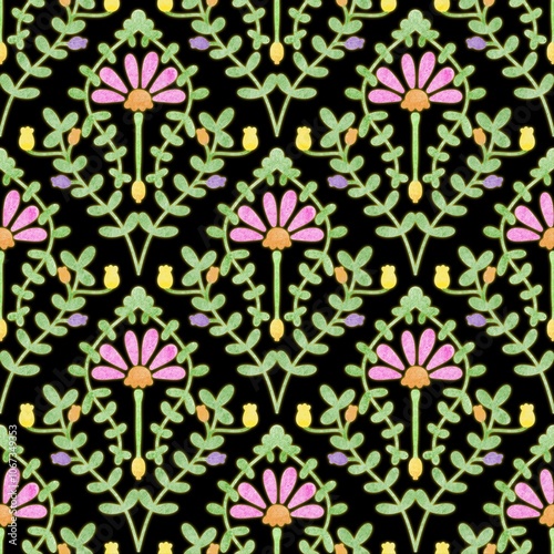 Obraz na płótnie Seamless abstract flower art on pattern for background and backdrop. w salonie