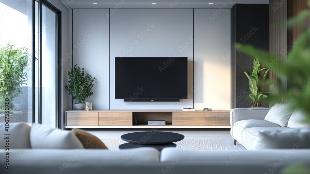 Fototapeta premium Modern Living Room Interior Design with Minimalist Decor