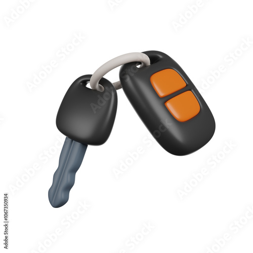 3D render pow poly car keys. vehicle access, security, and auto ownership
