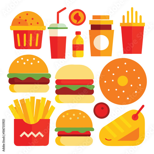 food icon cake vector hamburger set bread