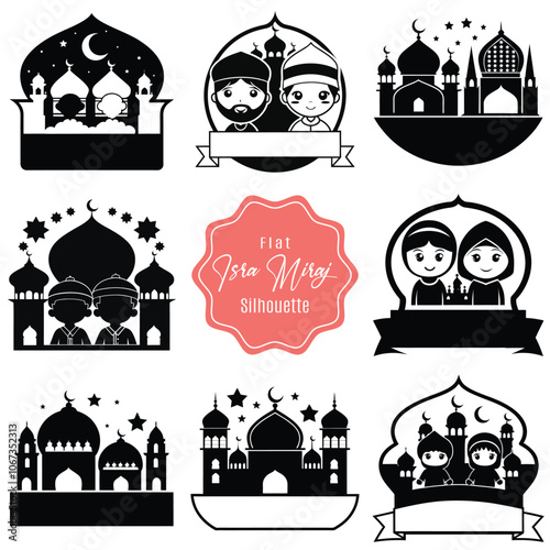 Islamic vector silhouette image of isra miraj
