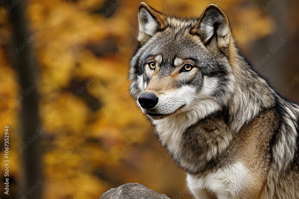 Gray Wolf in Autumn Gray Wolf in Autumn
